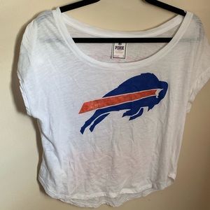 PINK long crop Buffalo Bills shirt